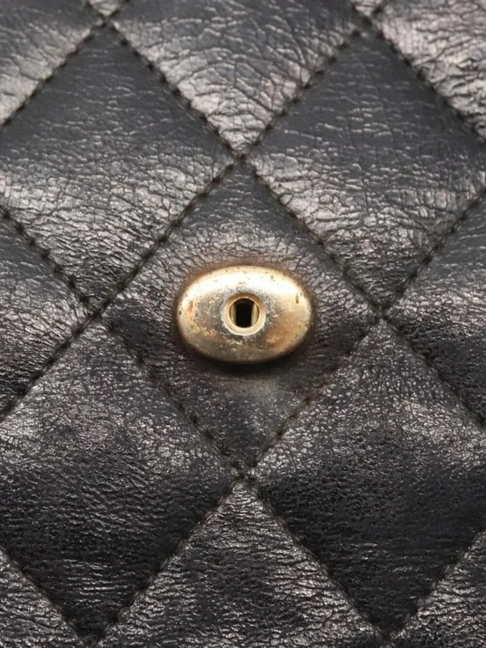 CHANEL Matelasse Chain Shoulder Bag Leather Black Gold CC Auth 145073